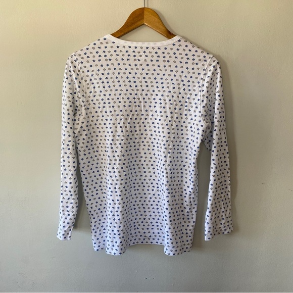 Roller Rabbit Starry Night Long Sleeve Pima Cotton Pajama Top in White & Blue L - Picture 5 of 5